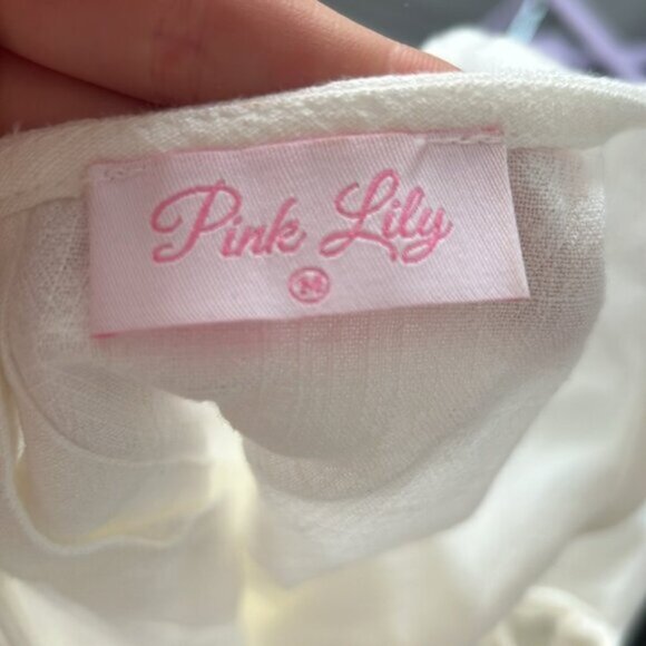 Pink Lily Women's MY EXCITING NEWS WHITE FRINGE Crop Top & Pants Set Size M - Picture 6 of 9